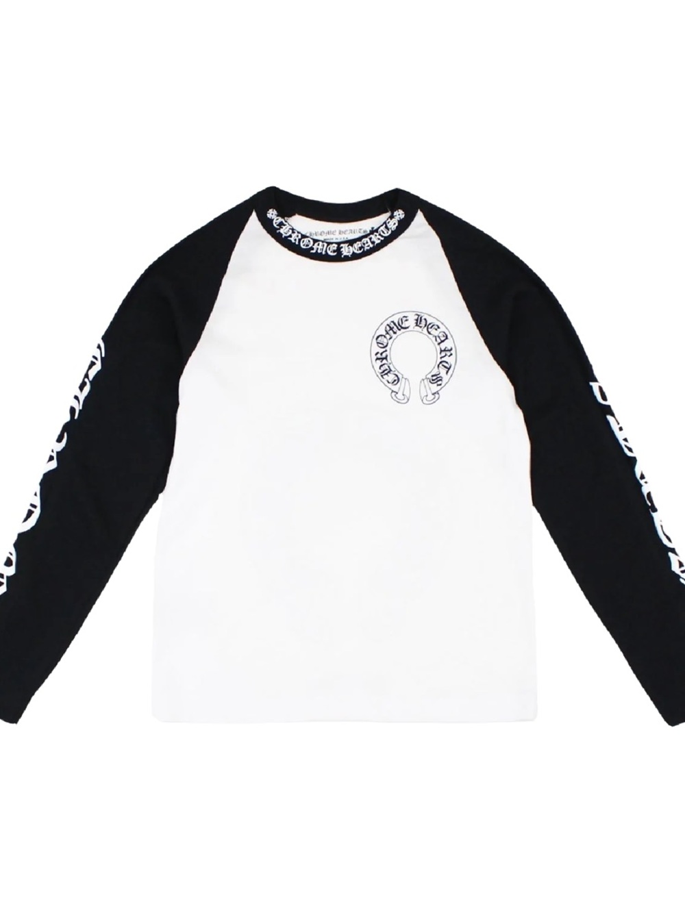 Chrome Hearts Kids Black & White Raglan Sleeve Logo Tee